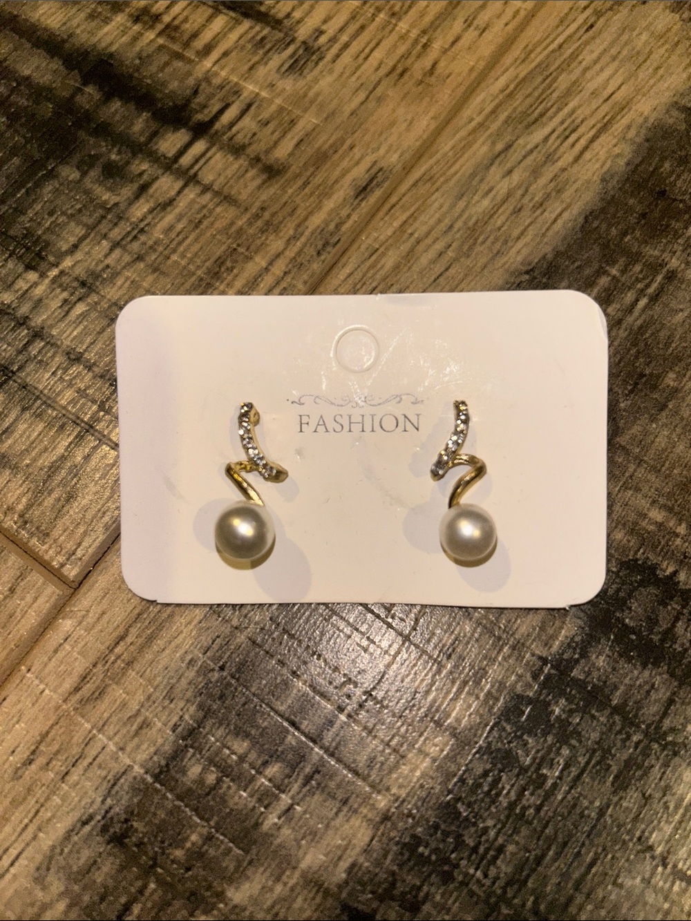 Gold Pearl Drop Earrings with Crystal Accents -
